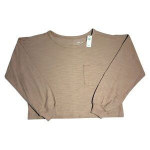 Aerie Light Brown Cotton Blend Long Sleeve Pullover Womens XS